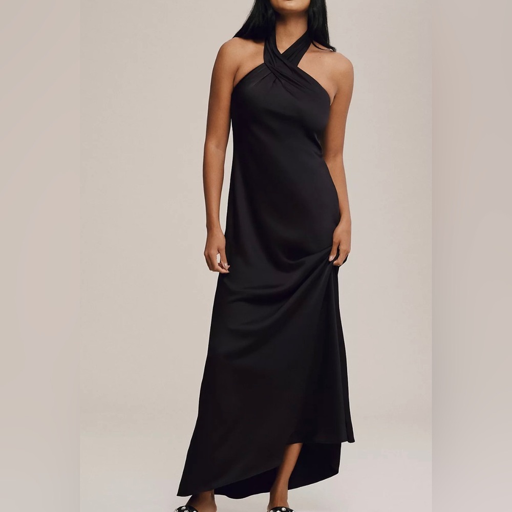 Elegant Black Halter Maxi Dress